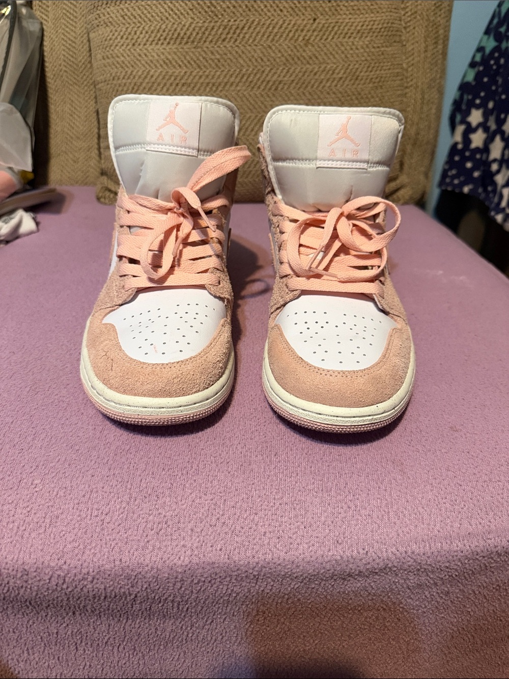 Jordan Kids High-Top Sneakers in Pink and White